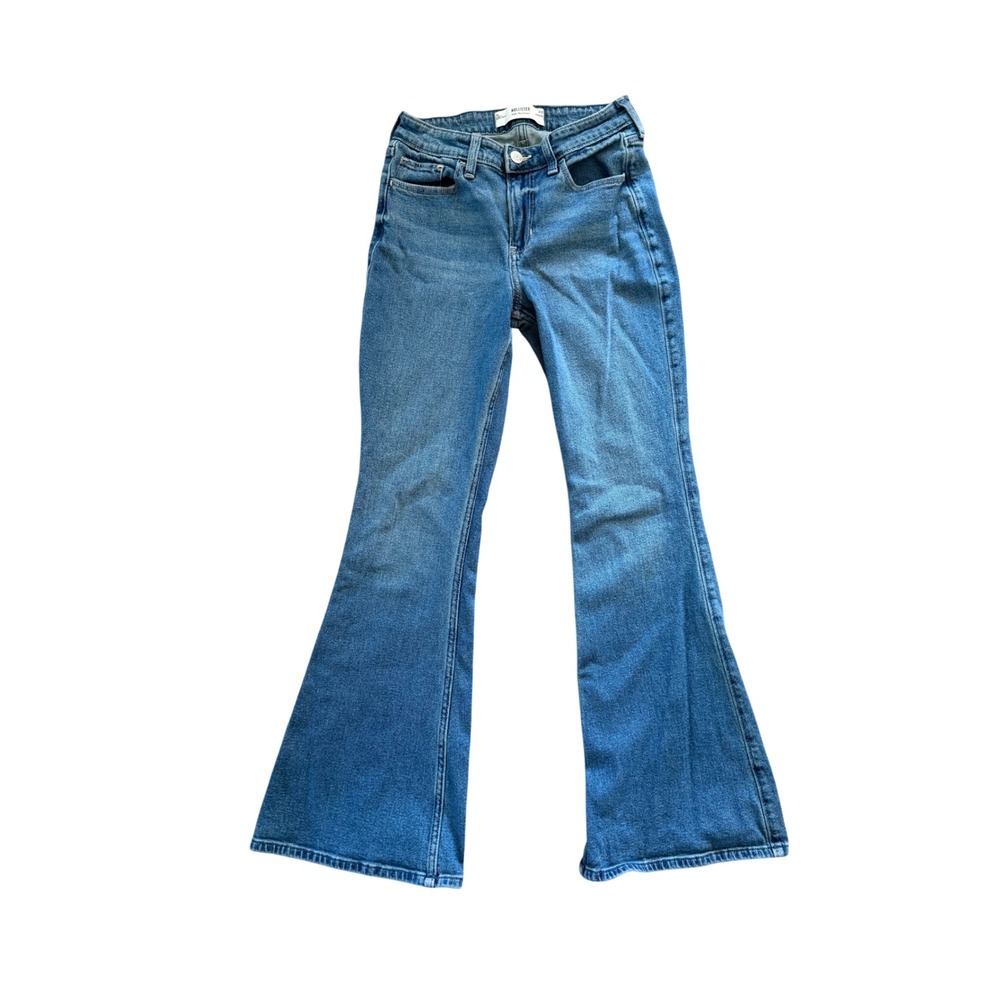 Hollister High-Rise Flare Jeans Medium Wash Blue W27 4R Regular Denim Pants